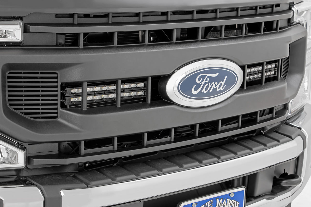 Rough Country  LED Light Kit | Grille Mount | 10 Inch Black | Slimline | Ford F-250 Super Duty (20-22)