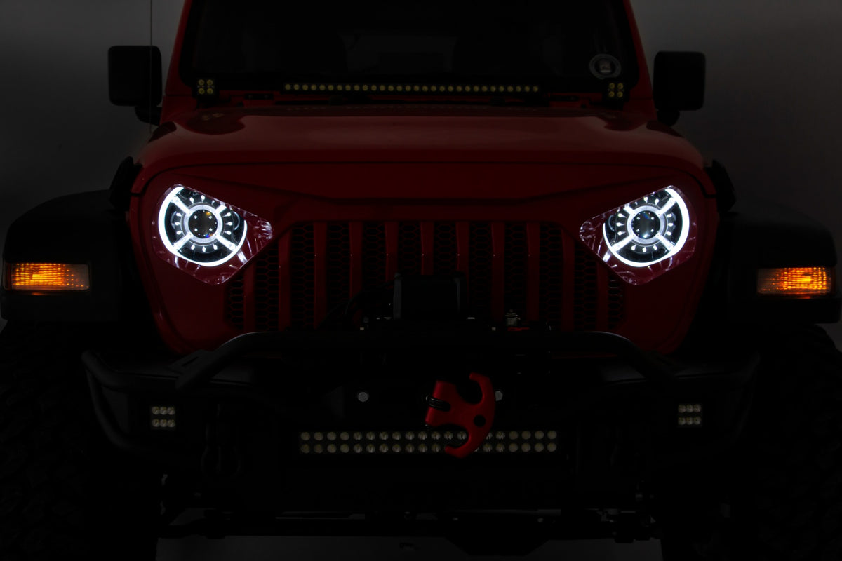 Rough Country  9 Inch DRL Halo LED Headlights | DOT Approved | Jeep Gladiator JT/Wrangler JL (18-26)